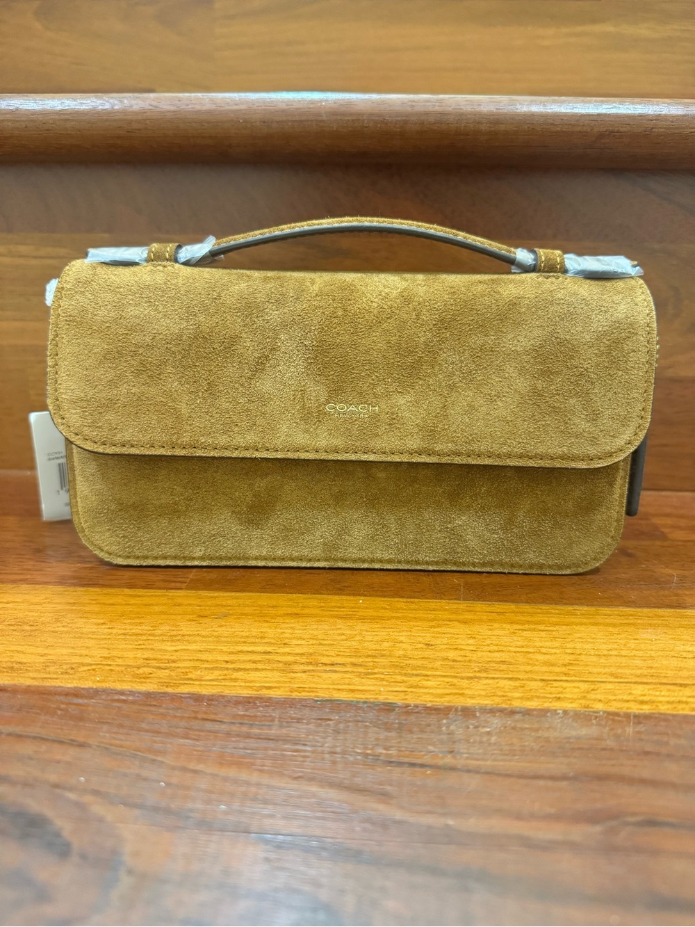 Coach Suede Top-Handle Shoulder Bag in Camel Brown